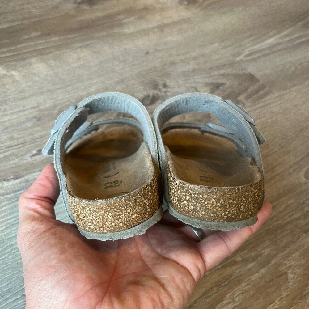 Birkenstock Arizona Kids‎ Vegan Light Green Canvas Unisex Big Kids 2-2.5 EU 33